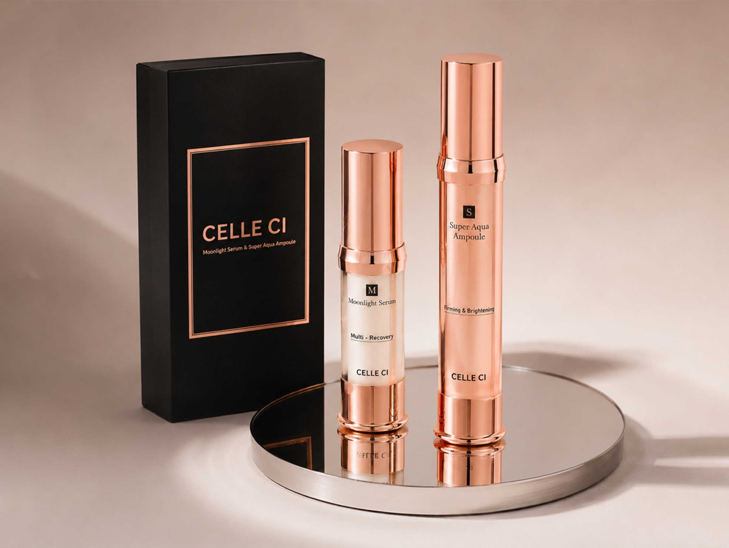 CELLE CI Moonlight Serum and Super Aqua Ampoule with their gift box